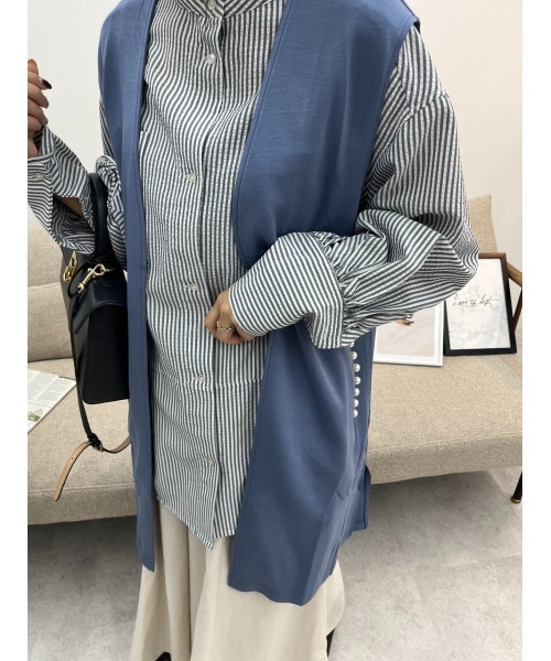 BELLUNA（ベルーナ）の「パールビーズ使いロングジレ（スーツジャケット・レディース・ブラック/ブルー/ベージュ・LARGE/X-LARGE/MEDIUM）」の18枚目の写真