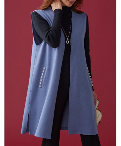 BELLUNA（ベルーナ）の「パールビーズ使いロングジレ（スーツジャケット・レディース・ブラック/ブルー/ベージュ・LARGE/X-LARGE/MEDIUM）」の19枚目の写真