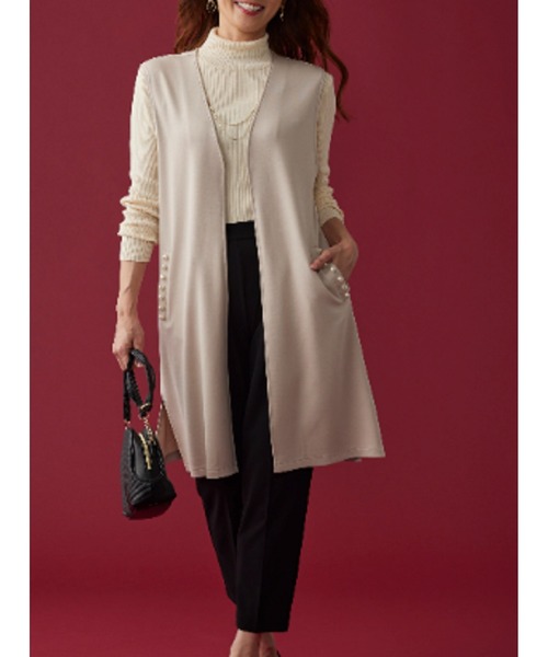 BELLUNA（ベルーナ）の「パールビーズ使いロングジレ（スーツジャケット・レディース・ブラック/ブルー/ベージュ・LARGE/X-LARGE/MEDIUM）」の20枚目の写真