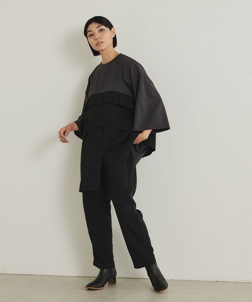 ear PAPILLONNER(イアパピヨネ)の「フロントタックパンツ【SUM1 STYLE(スミ スタイル)】(スラックス・レディース・ブラック・ONE SIZE)」の4枚目の写真