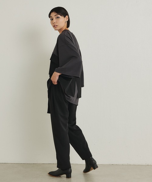 ear PAPILLONNER(イアパピヨネ)の「フロントタックパンツ【SUM1 STYLE(スミ スタイル)】(スラックス・レディース・ブラック・ONE SIZE)」の5枚目の写真