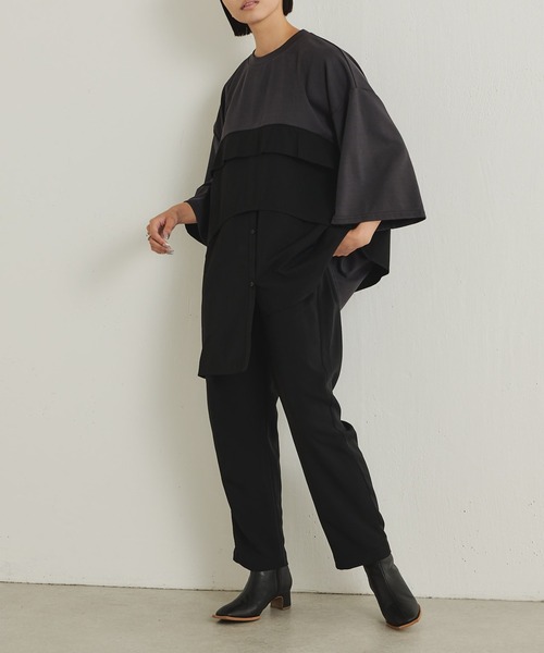 ear PAPILLONNER(イアパピヨネ)の「フロントタックパンツ【SUM1 STYLE(スミ スタイル)】(スラックス・レディース・ブラック・ONE SIZE)」の13枚目の写真