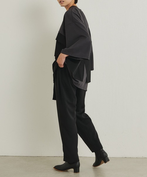 ear PAPILLONNER(イアパピヨネ)の「フロントタックパンツ【SUM1 STYLE(スミ スタイル)】(スラックス・レディース・ブラック・ONE SIZE)」の14枚目の写真