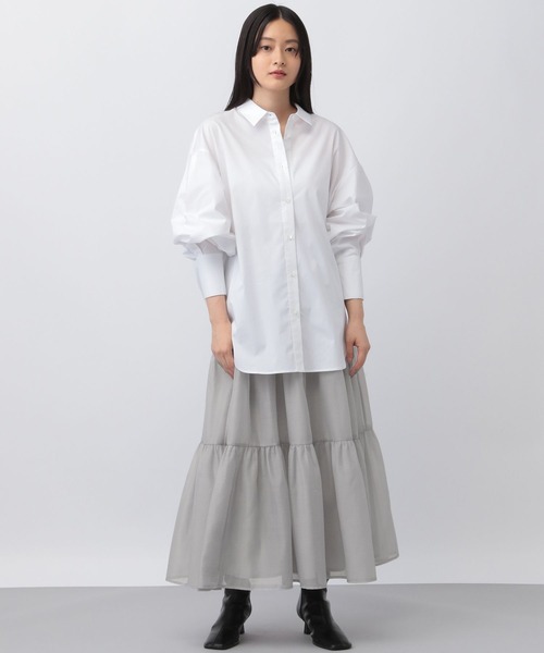 A part by（アパートバイ）の「ソロテックスコクーンBIGシャツ（シャツ/ブラウス・レディース・チャコールグレー/オフホワイト/ブルー・FREE）」の4枚目の写真