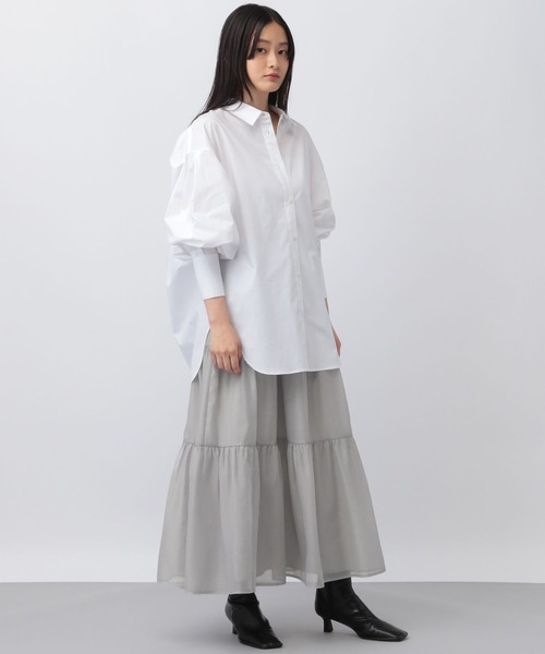 A part by（アパートバイ）の「ソロテックスコクーンBIGシャツ（シャツ/ブラウス・レディース・チャコールグレー/オフホワイト/ブルー・FREE）」の5枚目の写真