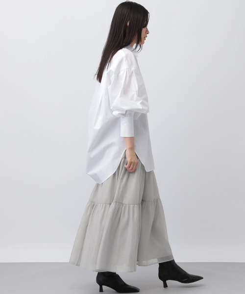 A part by（アパートバイ）の「ソロテックスコクーンBIGシャツ（シャツ/ブラウス・レディース・チャコールグレー/オフホワイト/ブルー・FREE）」の6枚目の写真