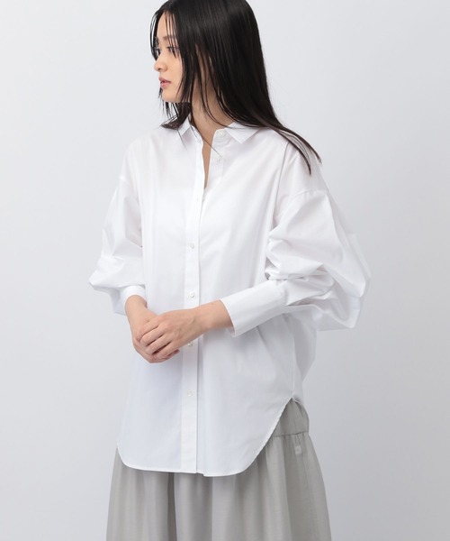 A part by（アパートバイ）の「ソロテックスコクーンBIGシャツ（シャツ/ブラウス・レディース・チャコールグレー/オフホワイト/ブルー・FREE）」の7枚目の写真