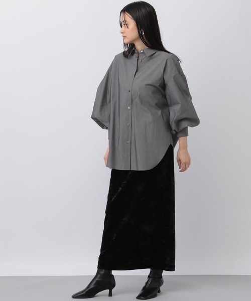 A part by（アパートバイ）の「ソロテックスコクーンBIGシャツ（シャツ/ブラウス・レディース・チャコールグレー/オフホワイト/ブルー・FREE）」の8枚目の写真