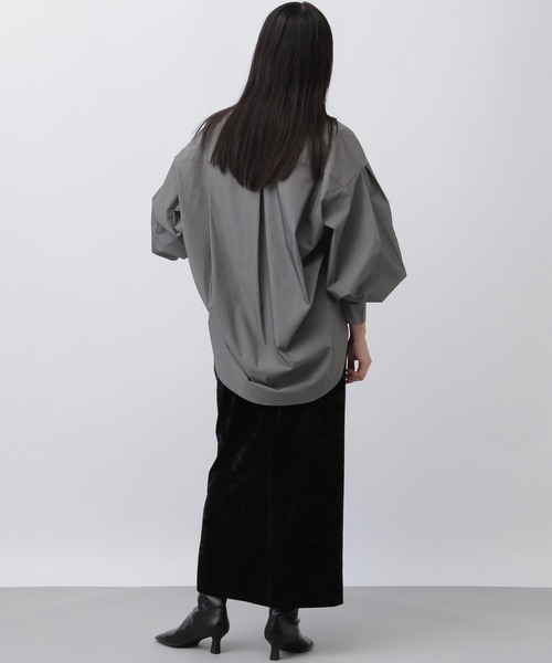 A part by（アパートバイ）の「ソロテックスコクーンBIGシャツ（シャツ/ブラウス・レディース・チャコールグレー/オフホワイト/ブルー・FREE）」の9枚目の写真