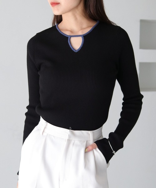 cheriella（シェリエラ）の「【cheriella】WEB限定配色デザインネックニット WEB LIMITED CONTRAST DESIGN NECK KNIT（ニット/セーター・レディース・ダークグレー/ダークブルー/アイボリー/ダークグリーン/ブラック/ワインレッド・M）」の14枚目の写真