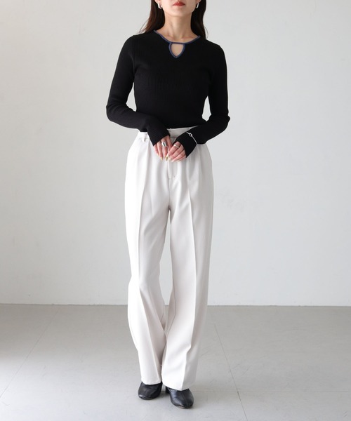 cheriella（シェリエラ）の「【cheriella】WEB限定配色デザインネックニット WEB LIMITED CONTRAST DESIGN NECK KNIT（ニット/セーター・レディース・ダークグレー/ダークブルー/アイボリー/ダークグリーン/ブラック/ワインレッド・M）」の15枚目の写真
