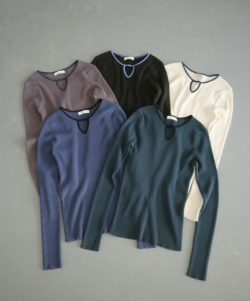 cheriella（シェリエラ）の「【cheriella】WEB限定配色デザインネックニット WEB LIMITED CONTRAST DESIGN NECK KNIT（ニット/セーター・レディース・ダークグレー/ダークブルー/アイボリー/ダークグリーン/ブラック/ワインレッド・M）」の10枚目の写真