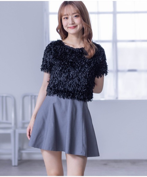 clear（クリア）の「フェザー半袖ショートトップス（Tシャツ