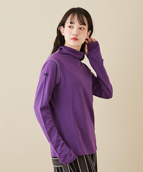 CUBE SUGAR(キューブシュガー)の「インレースウェットモックネック風タートルインナー(Tシャツ/カットソー・レディース・ホワイト/パープル/オレンジ/ブラック・M)」の4枚目の写真