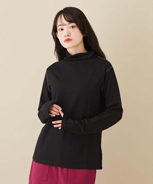 CUBE SUGAR(キューブシュガー)の「インレースウェットモックネック風タートルインナー(Tシャツ/カットソー・レディース・ホワイト/パープル/オレンジ/ブラック・M)」の3枚目の写真