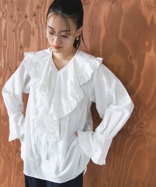 セール】襟取り外し可能2WAYフリルブラウス（シャツ/ブラウス
