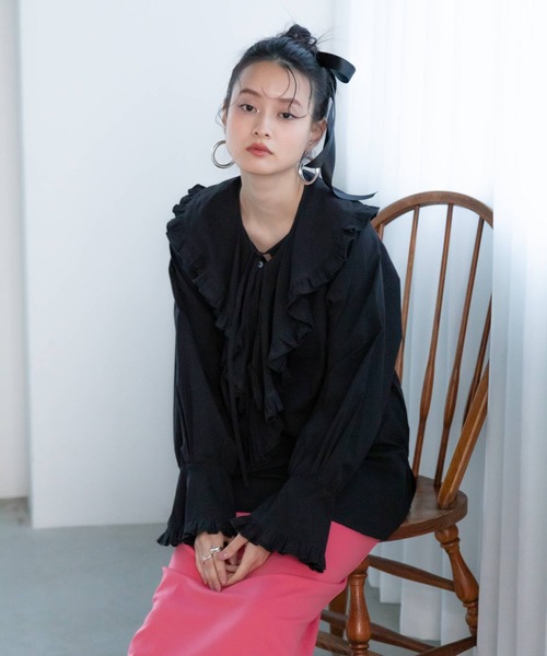 bohmal(ボマール)の「襟取り外し可能2WAYフリルブラウス(シャツ/ブラウス・レディース・ホワイト/ブラック・FREE)」の12枚目の写真