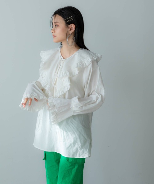 bohmal(ボマール)の「襟取り外し可能2WAYフリルブラウス(シャツ/ブラウス・レディース・ホワイト/ブラック・FREE)」の11枚目の写真