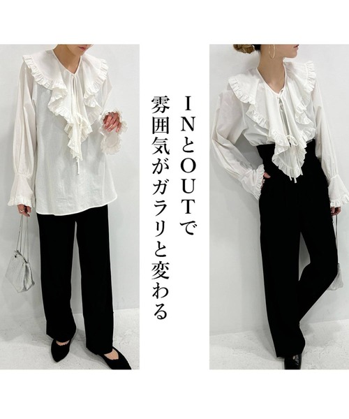 bohmal(ボマール)の「襟取り外し可能2WAYフリルブラウス(シャツ/ブラウス・レディース・ホワイト/ブラック・FREE)」の8枚目の写真