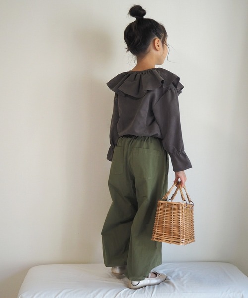 CIAOPANIC TYPY（チャオパニックティピー）の「【KIDS】ピーチ起毛フリルブラウス（シャツ/ブラウス・キッズ・アイボリー/チャコールグレー・S/M/L/XL/XXL）」の9枚目の写真