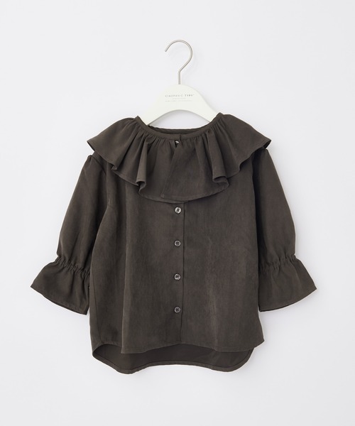 CIAOPANIC TYPY（チャオパニックティピー）の「【KIDS】ピーチ起毛フリルブラウス（シャツ/ブラウス・キッズ・アイボリー/チャコールグレー・S/M/L/XL/XXL）」の13枚目の写真