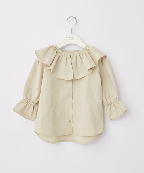 CIAOPANIC TYPY（チャオパニックティピー）の「【KIDS】ピーチ起毛フリルブラウス（シャツ/ブラウス・キッズ・アイボリー/チャコールグレー・S/M/L/XL/XXL）」の16枚目の写真