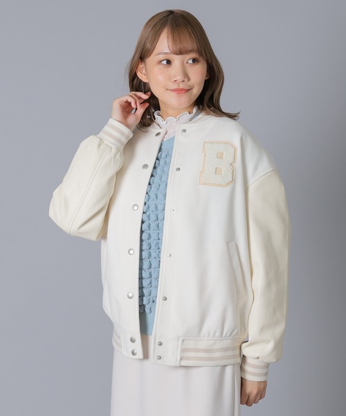 Honeys(ハニーズ)の「ワッペン付スタジャン(スタジャン・レディース・ブラック/アイボリー/グリーン・S/L/M)」の11枚目の写真