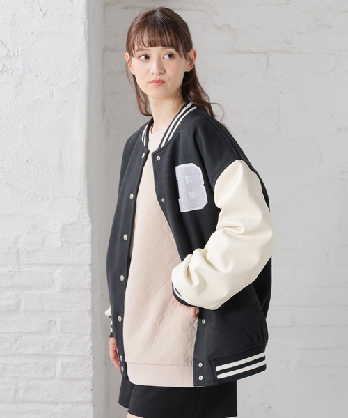 Honeys(ハニーズ)の「ワッペン付スタジャン(スタジャン・レディース・ブラック/アイボリー/グリーン・S/L/M)」の13枚目の写真