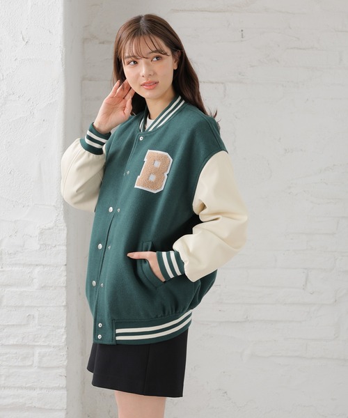 Honeys(ハニーズ)の「ワッペン付スタジャン(スタジャン・レディース・ブラック/アイボリー/グリーン・S/L/M)」の17枚目の写真