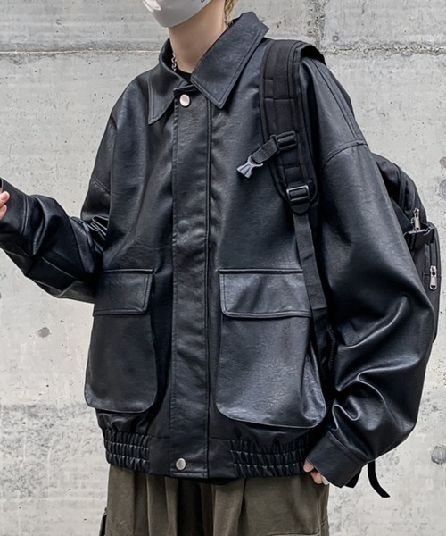 NOWLE(ノウル)の「【NOWLE】PU フェイクレザー ジャケット(ブルゾン・メンズ・ブラック・X-LARGE/LARGE/MEDIUM)」の5枚目の写真