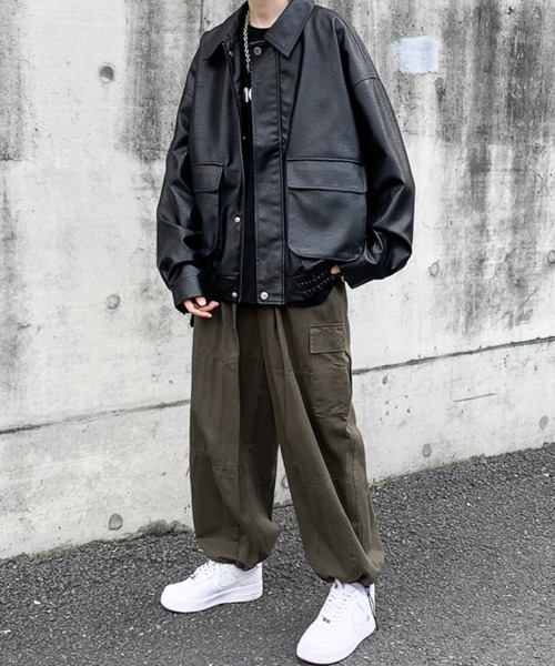 NOWLE(ノウル)の「【NOWLE】PU フェイクレザー ジャケット(ブルゾン・メンズ・ブラック・X-LARGE/LARGE/MEDIUM)」の10枚目の写真