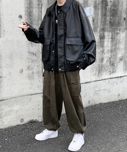 NOWLE(ノウル)の「【NOWLE】PU フェイクレザー ジャケット(ブルゾン・メンズ・ブラック・X-LARGE/LARGE/MEDIUM)」の11枚目の写真