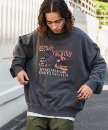 WEGO | WEGO/【23年秋冬新作】ピグメントグラフィックプルオーバー(スウェット)