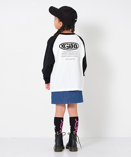 X-girl Stages（エックスガールステージス）の「ラグラン長袖Tシャツ（Tシャツ/カットソー・キッズ・チャコール/オフホワイト・110cm/140cm/120cm/90cm/80ｃｍ/130cm/100cm）」の14枚目の写真