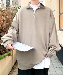 ハーフジップ」に該当するニット/セーター（ベージュ系・無地