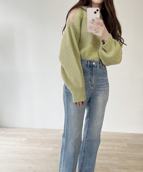 新品SeaRoomlynn Sweatlikeルーズニットプルオーバー グリーン SeaRoomlynn - searoomlynn ソフトハードニットプルオーバー