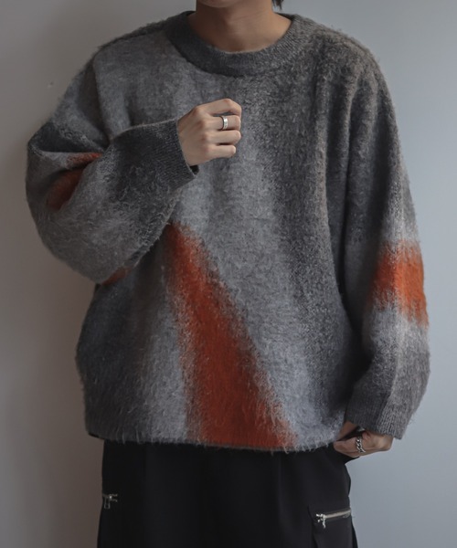 shiki tokyo（シキトウキョウ）の「Oversized Gradation Jacquard Knit / オーバーサイズグラデーションジャガードニット（ニット/セーター・メンズ・ブラック/ブラウン/グレー・SMALL/MEDIUM/LARGE）」の12枚目の写真