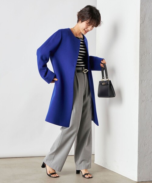 NOLLEY'S Sophi（ノーリーズソフィ）の「KIWI LAMBノーカラーコート