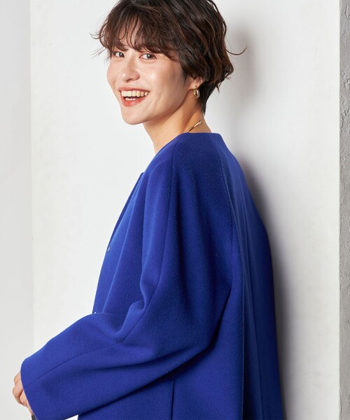 NOLLEY’S Sophi（ノーリーズソフィ）の「KIWI LAMBノーカラーコート（ノーカラーコート・レディース・オフホワイト/ロイヤルブルー/ネイビー・38/36）」の20枚目の写真