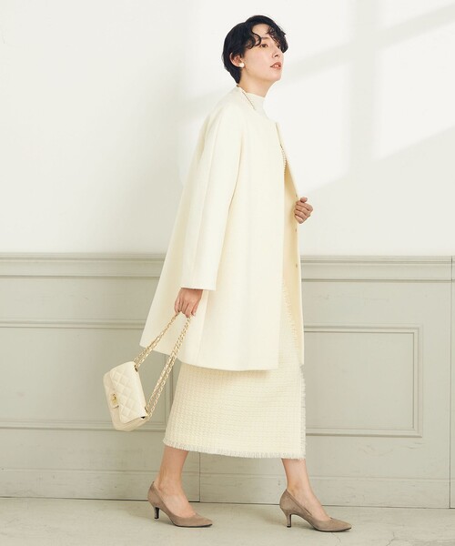 週末限定セール！未使用⭐︎ノーリーズソフィ　KIWI LAMBノーカラーコート白 セール】KIWI LAMBノーカラーコート（ノーカラーコート）｜NOLLEY'S