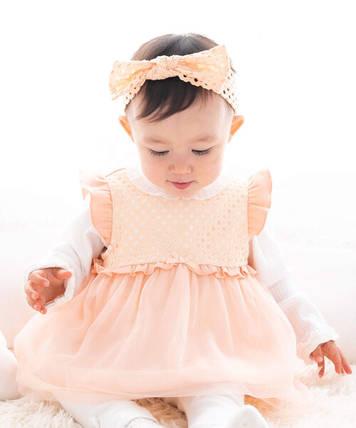 fillot de bebe reduction（フィヨデュベベルダクティオン）の「レースリボンヘアバンド（ヘアバンド・キッズ・オレンジ/ホワイト・FREE）」の7枚目の写真