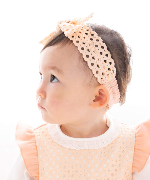 fillot de bebe reduction（フィヨデュベベルダクティオン）の「レースリボンヘアバンド（ヘアバンド・キッズ・オレンジ/ホワイト・FREE）」の9枚目の写真