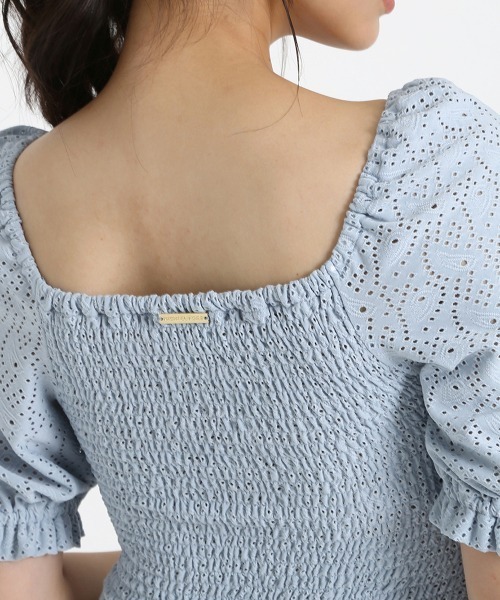 MICHAEL KORS（マイケルコース）の「スモック パフスリーブ ミディドレス（ワンピース・レディース・ブルー系・M/S/XS）」の19枚目の写真