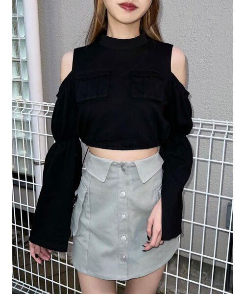 EATME（イートミー）の「フラップポケットドロストTOP（スウェット・レディース・ブラック/グリーン/ピンク・FREE）」の2枚目の写真