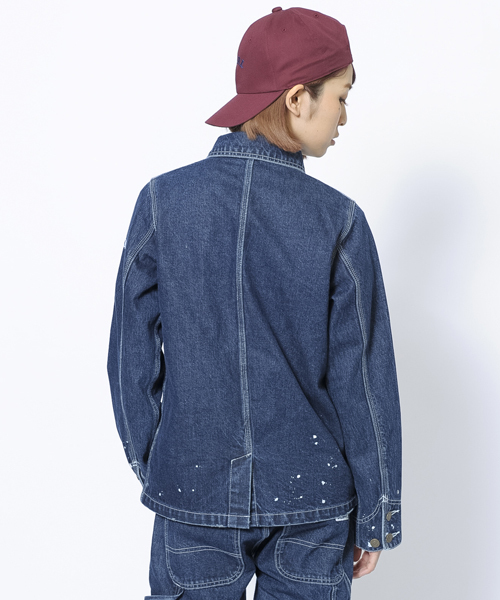 X-girl（エックスガール）の「WORK STYLE JACKET（カバーオール・レディース・インディゴブルー/マルチ・2/1）」の4枚目の写真