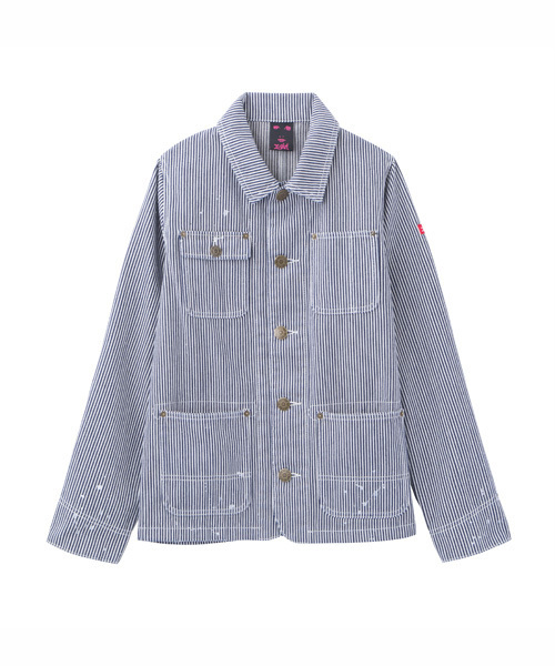 X-girl（エックスガール）の「WORK STYLE JACKET（カバーオール・レディース・インディゴブルー/マルチ・2/1）」の5枚目の写真