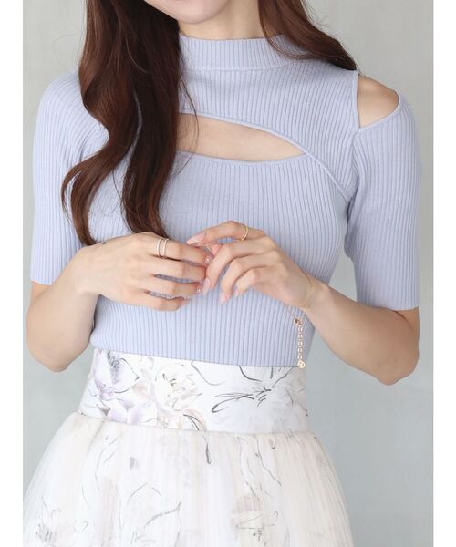 MERCURYDUO（マーキュリーデュオ）の「2WAYカットアウトニット（ニット/セーター・レディース・ブラック/オフホワイト/ブルー/ベビーピンク/ラベンダー・FREE）」の3枚目の写真