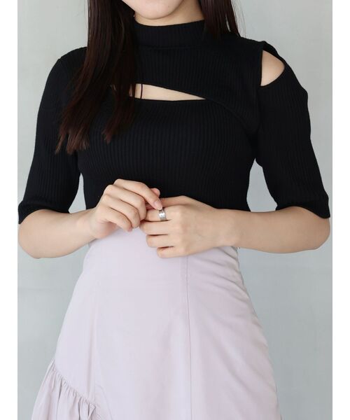 MERCURYDUO（マーキュリーデュオ）の「2WAYカットアウトニット（ニット/セーター・レディース・ブラック/オフホワイト/ブルー/ベビーピンク/ラベンダー・FREE）」の2枚目の写真