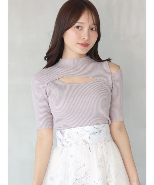 MERCURYDUO（マーキュリーデュオ）の「2WAYカットアウトニット（ニット/セーター・レディース・ブラック/オフホワイト/ブルー/ベビーピンク/ラベンダー・FREE）」の5枚目の写真