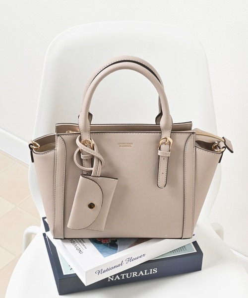 Honeys（ハニーズ）の「ポーチ付きハンドバッグ（ハンドバッグ・レディース・ブラック/ホワイト/ホワイト系その他/グレイッシュベージュ/ボルドー・FREE）」の4枚目の写真